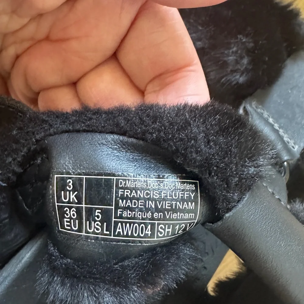 Black Faux-Fur Dr. Martin Sandals